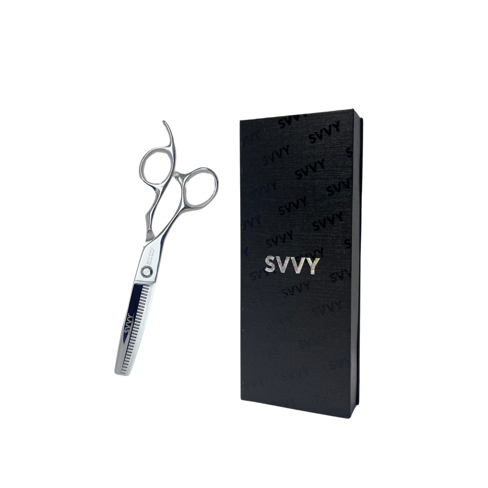 SVVY | Steel Thinning Scissors | 6” VG10 offset | Silver