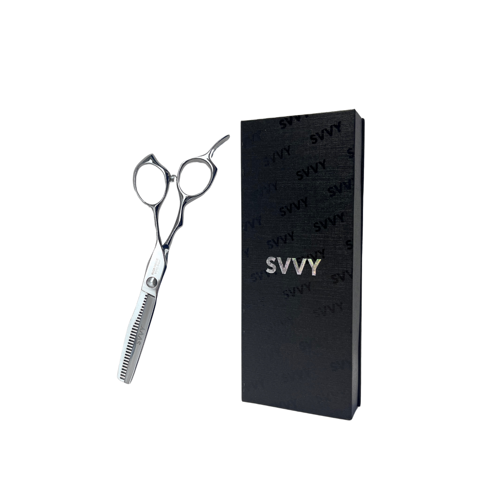 SVVY | Steel Thinning Scissors | 6” VG10 offset | Silver