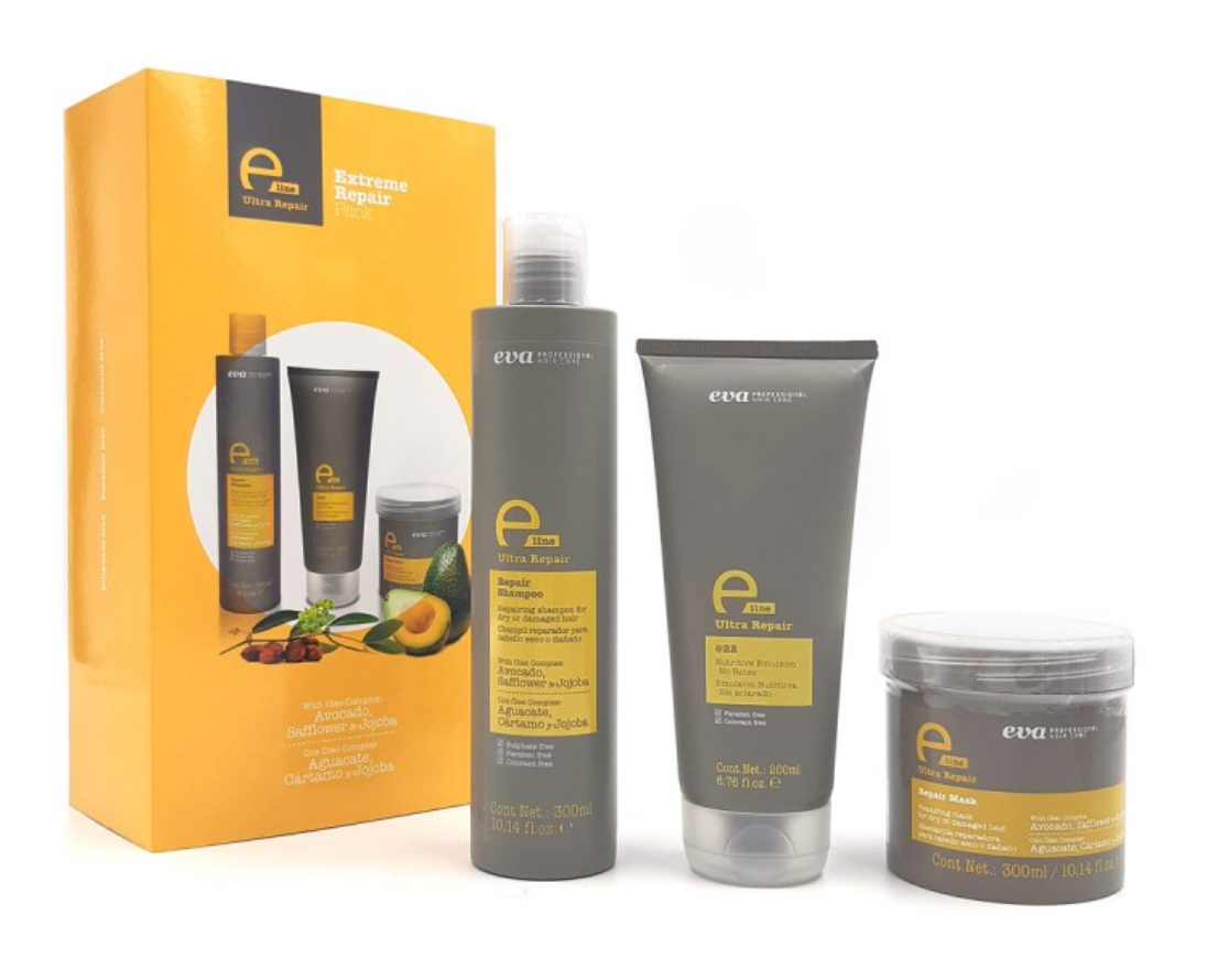Eva | E-line | Repair Pack | Shampoo, Leave-in Conditioner and Mask