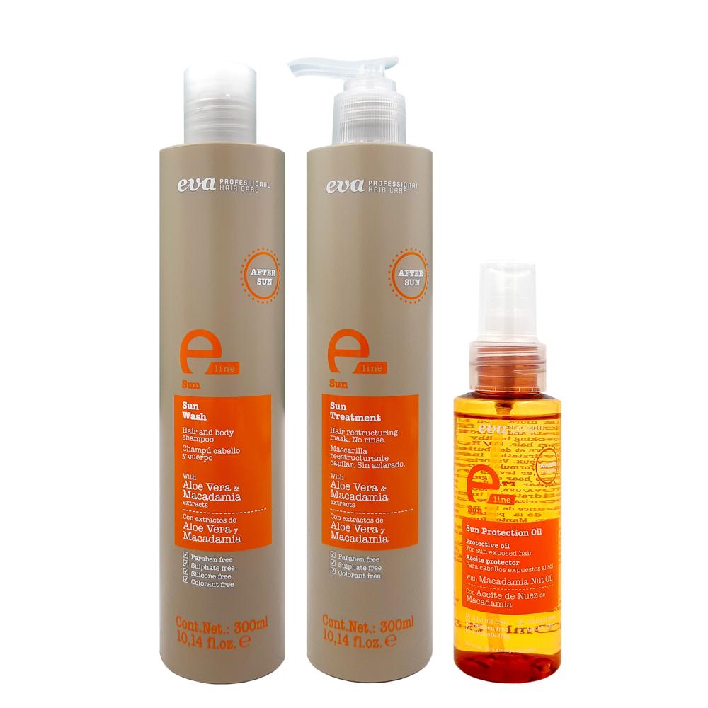 Eva | E-line | Sun Pack | Shampoo, Treatment and Sun Protection Oil)